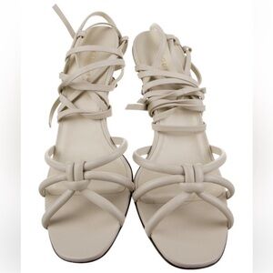 Gucci Elegant Leather Nappa Charlotte New Cream Strappy Sandals